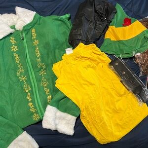 Elf Costume with Green Jacket and Yellow Leggings